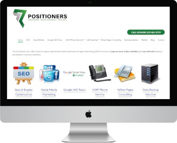 Desktop with Positioners Inc site displayed